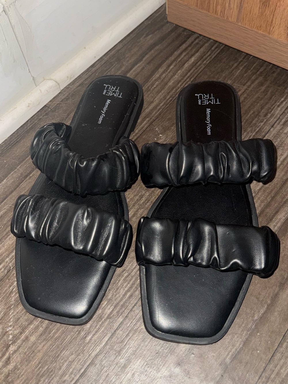 Black Double-Band Slide Sandals